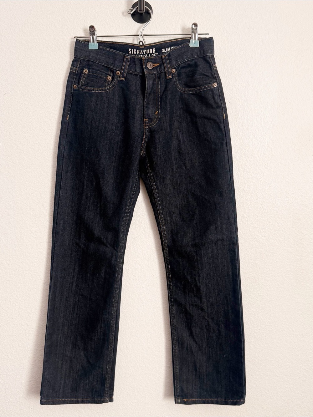 Signature by Levi Strauss Boys 14 Regular Relaxed Straight Denim Blue Jeans